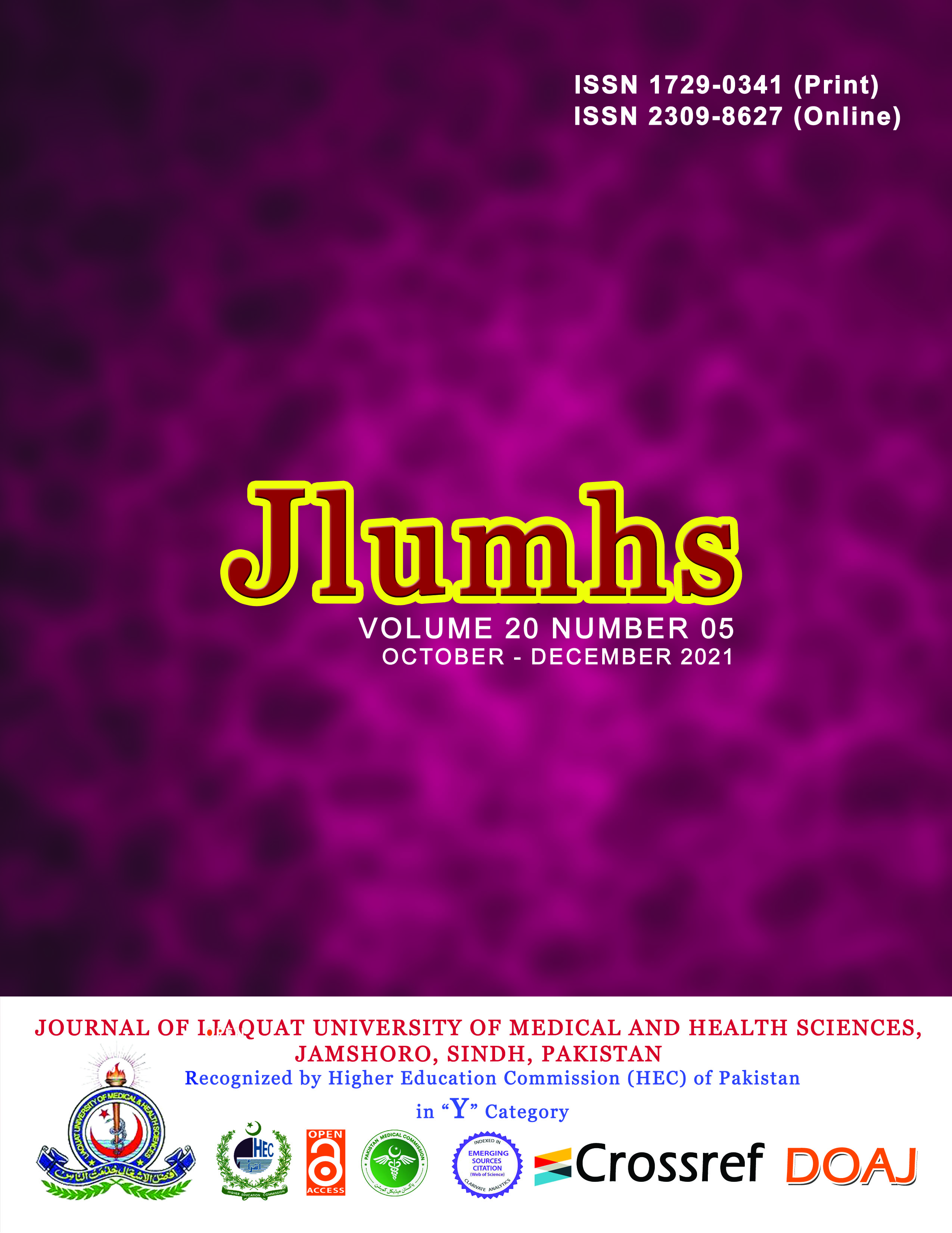 					View Vol. 20 No. 5 (2021): Journal of Liaquat University of Medical & Health Sciences
				