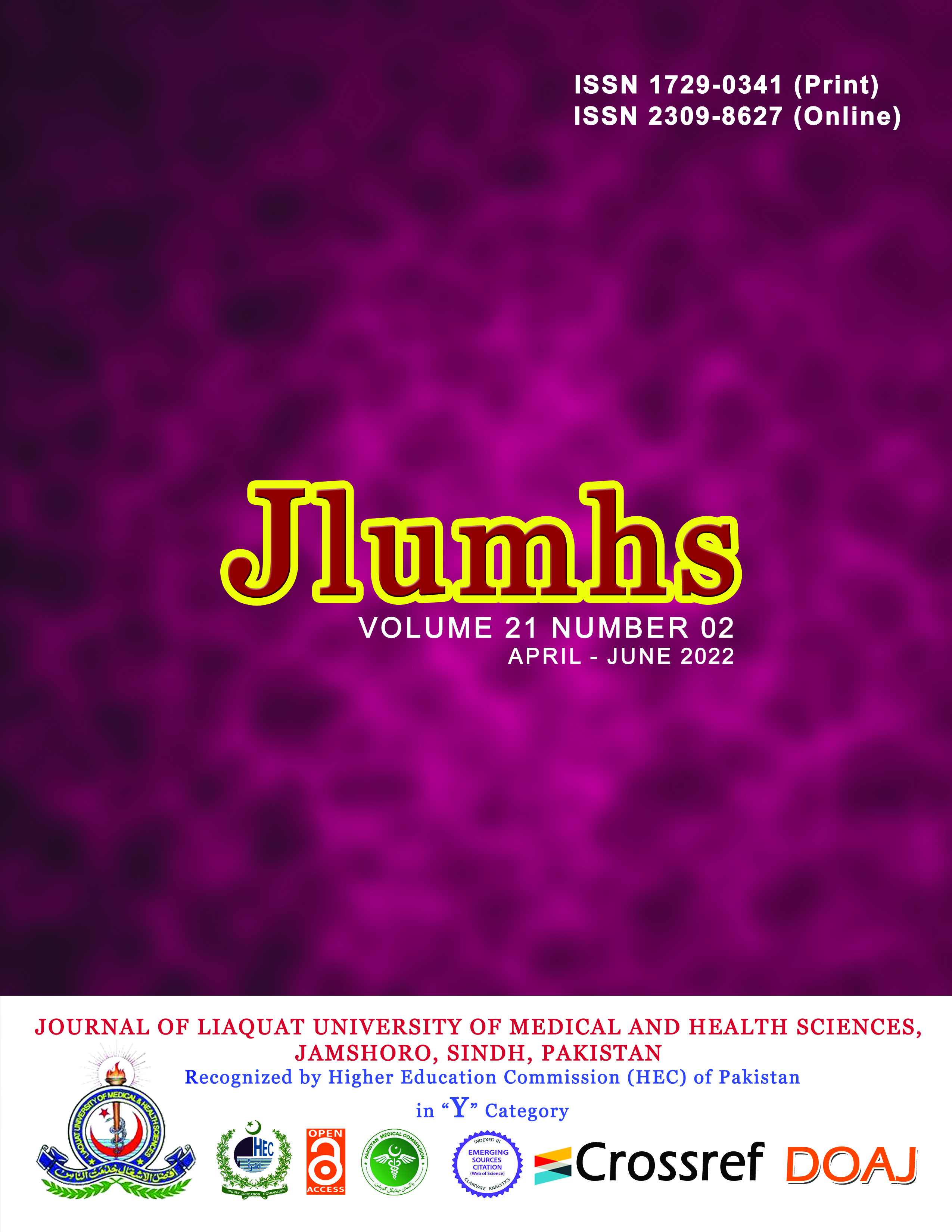 					View Vol. 21 No. 02 (2022): Journal of Liaquat University of Medical & Health Sciences
				