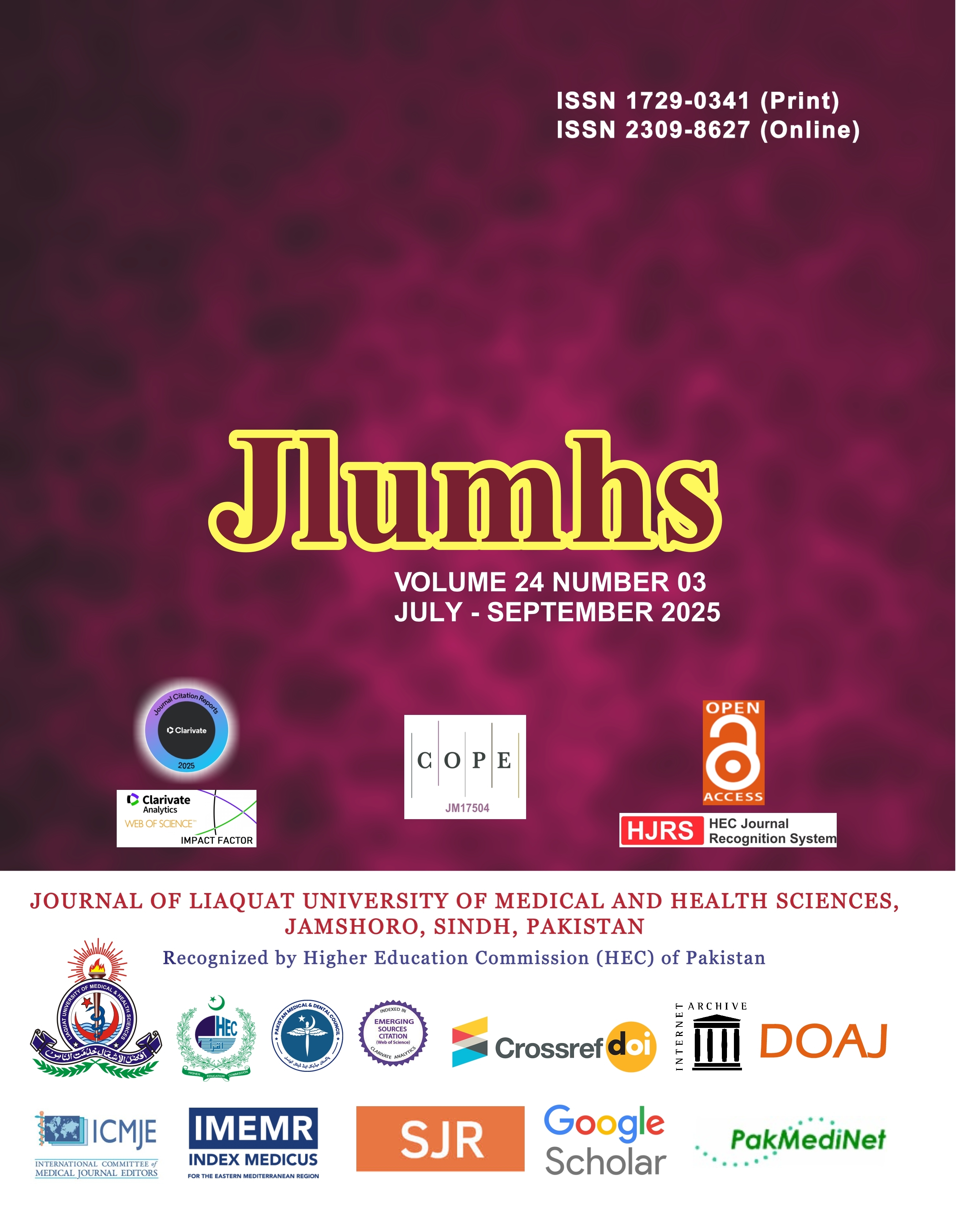 					View Vol. 24 No. 03 (2025): Journal of Liaquat University of Medical & Health Sciences
				